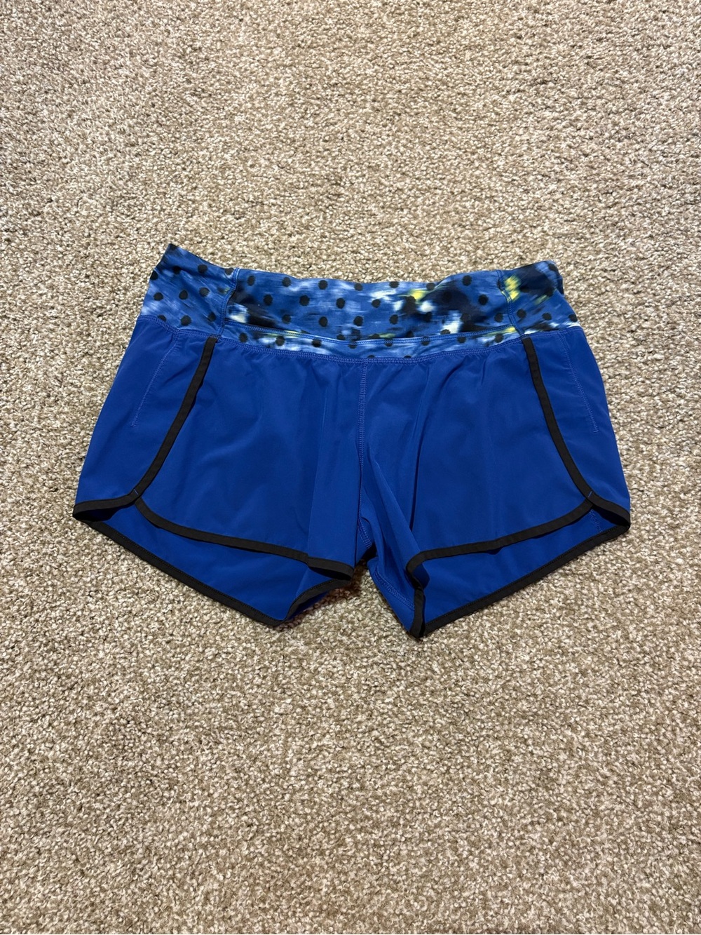 lululemon athletica Royal Blue Running Shorts with Polka Waistband